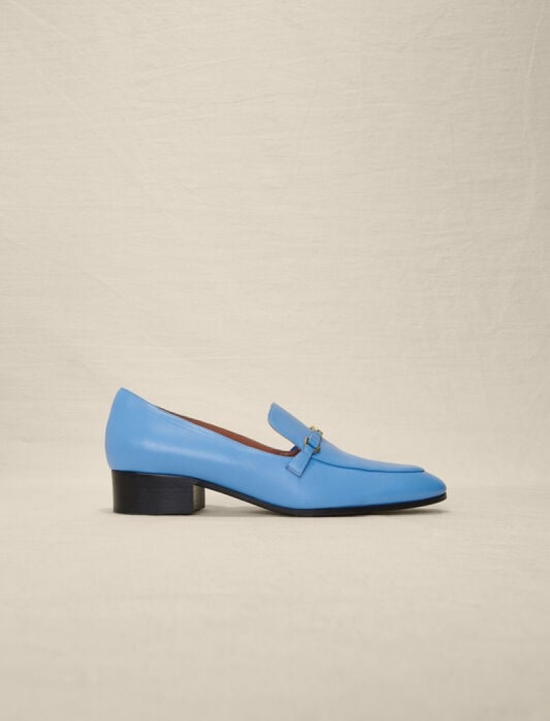 Maje Leren Loafers Dames Blauw | JCNDXUS-30